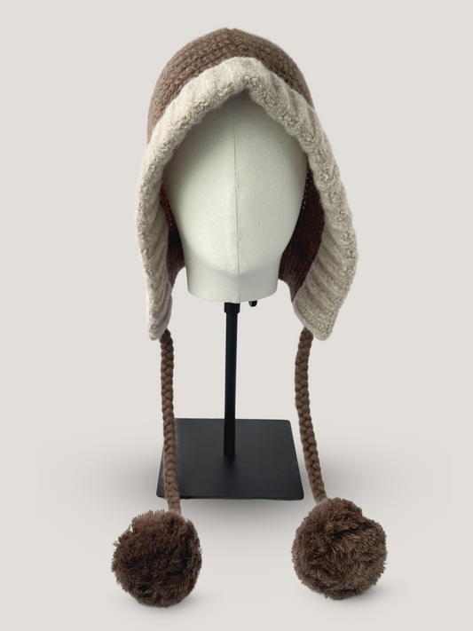 Snowball Pom Pom Knit Hood