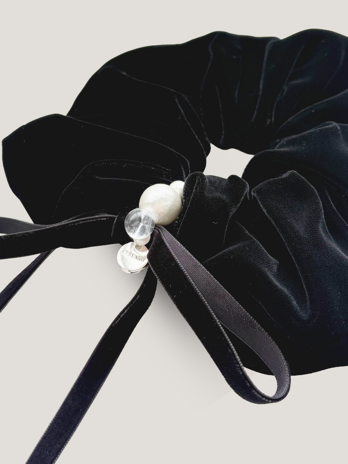 ETRE'MIU Velour Jewel Chou Chou Black ベロア コットンパール シュシュ
