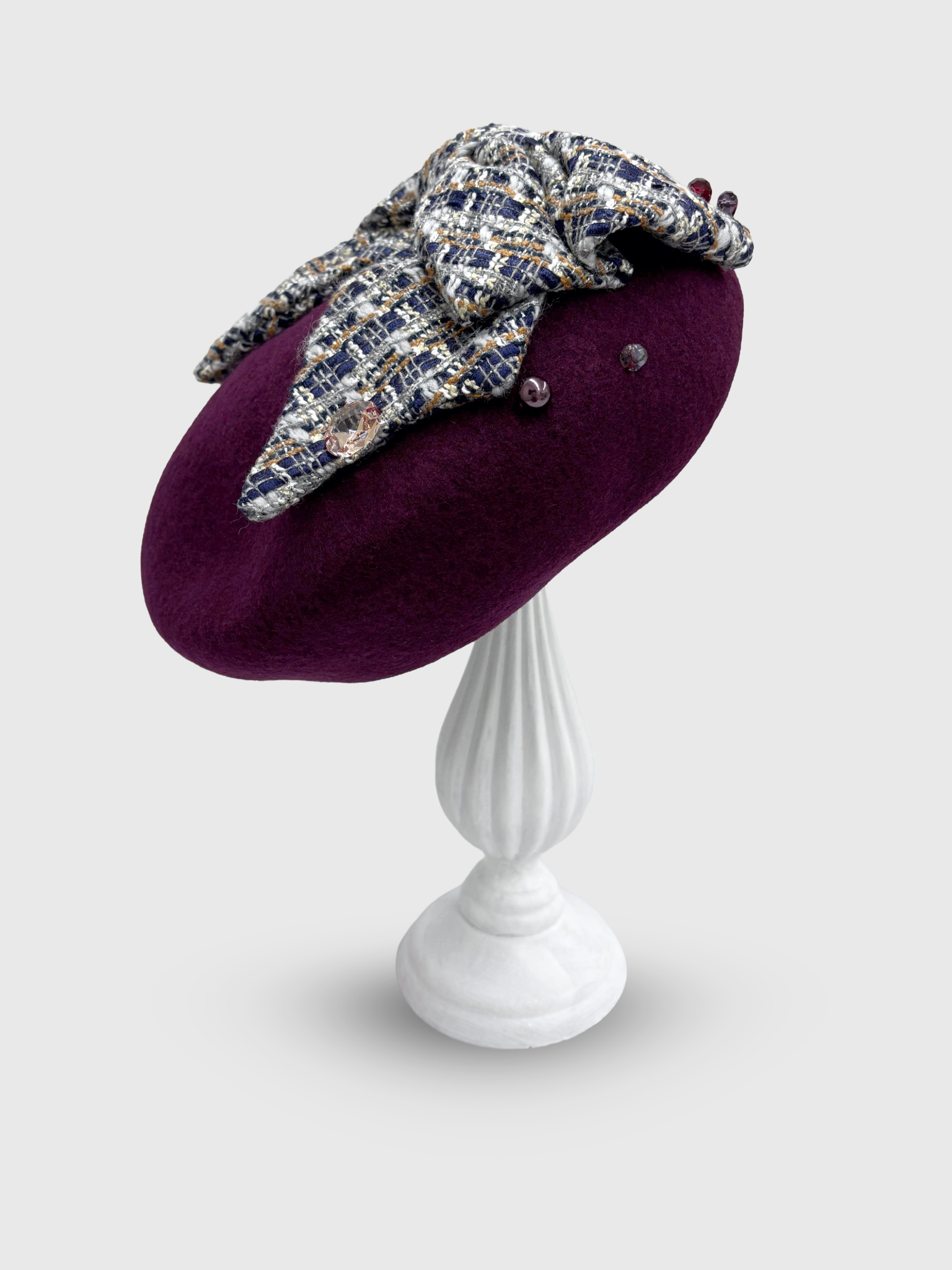 Tweed Ribbon Pearl Beret – ETRE'MIU