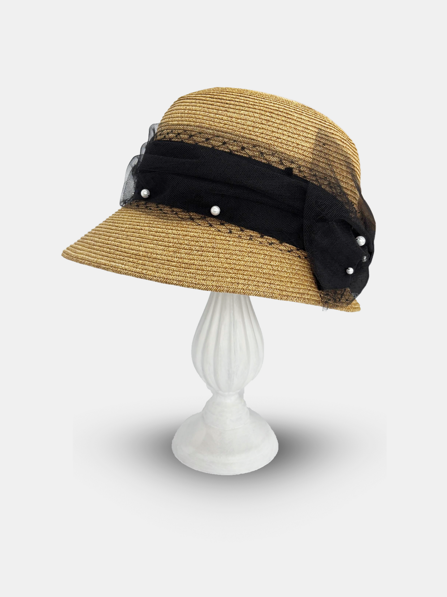 Tulle Ribbon Pearl Bucket Hat