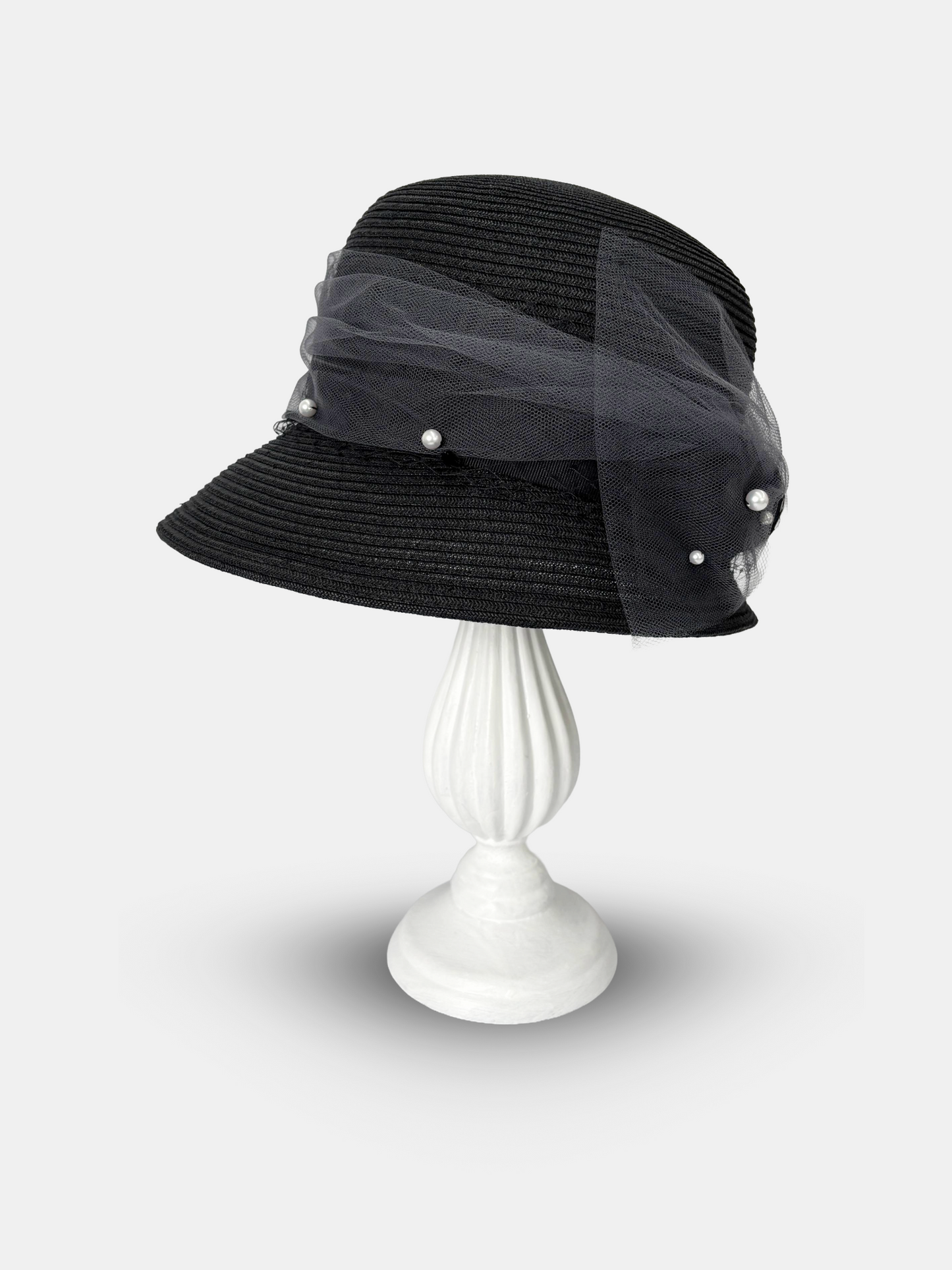 Tulle Ribbon Pearl Bucket Hat