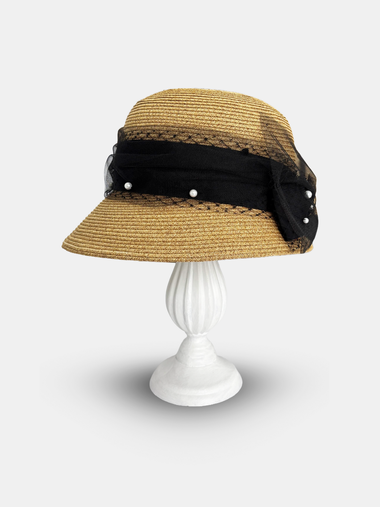 Tulle Ribbon Pearl Bucket Hat