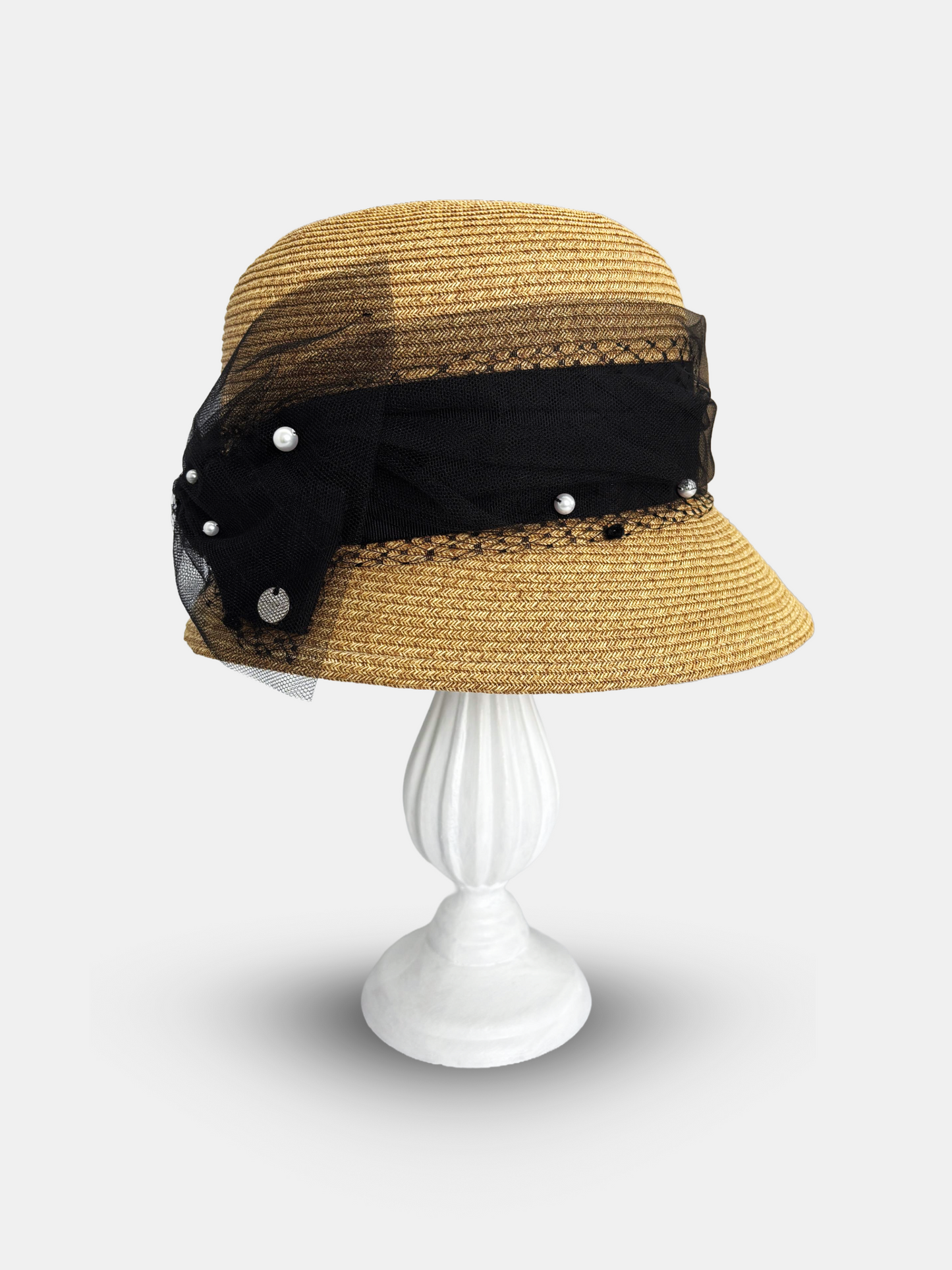 Tulle Ribbon Pearl Bucket Hat