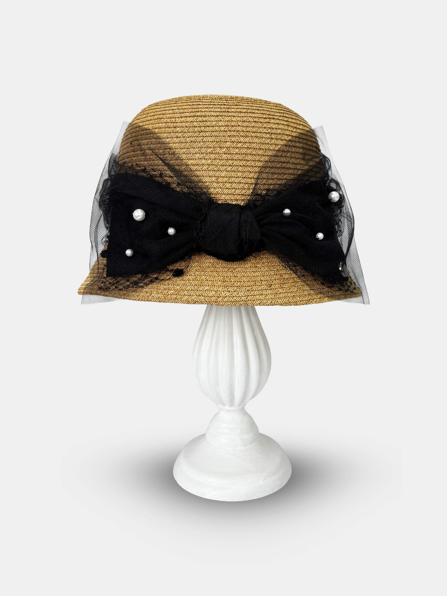 Tulle Ribbon Pearl Bucket Hat