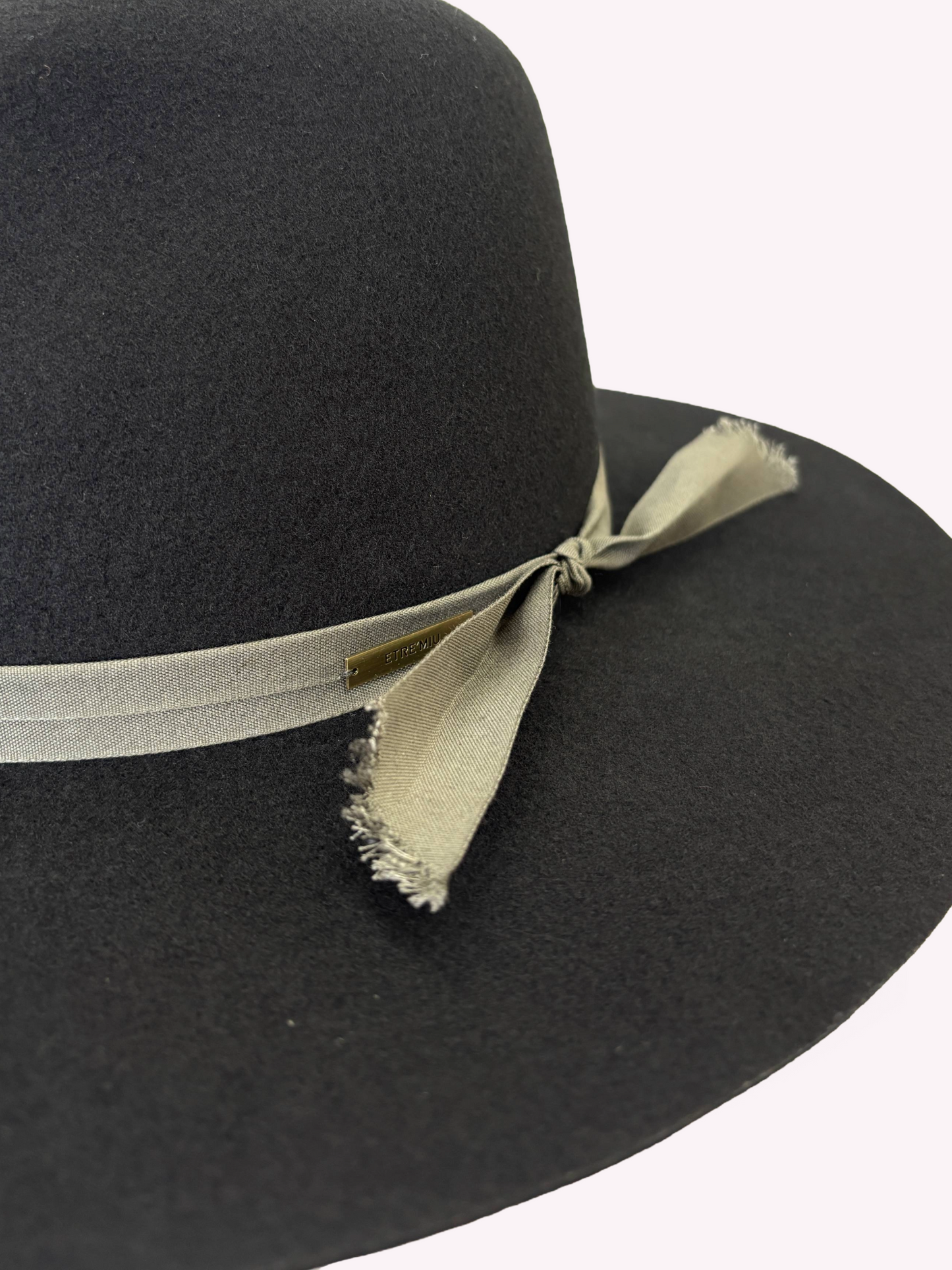 Satin Tie Long Brim Fedora