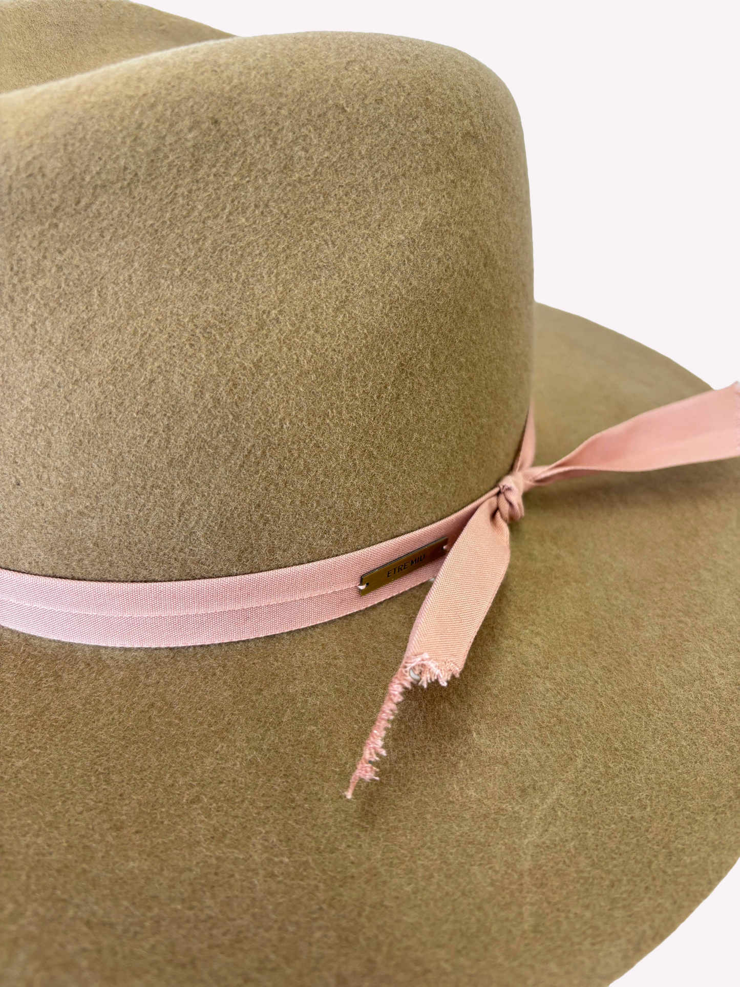 Satin Tie Long Brim Fedora