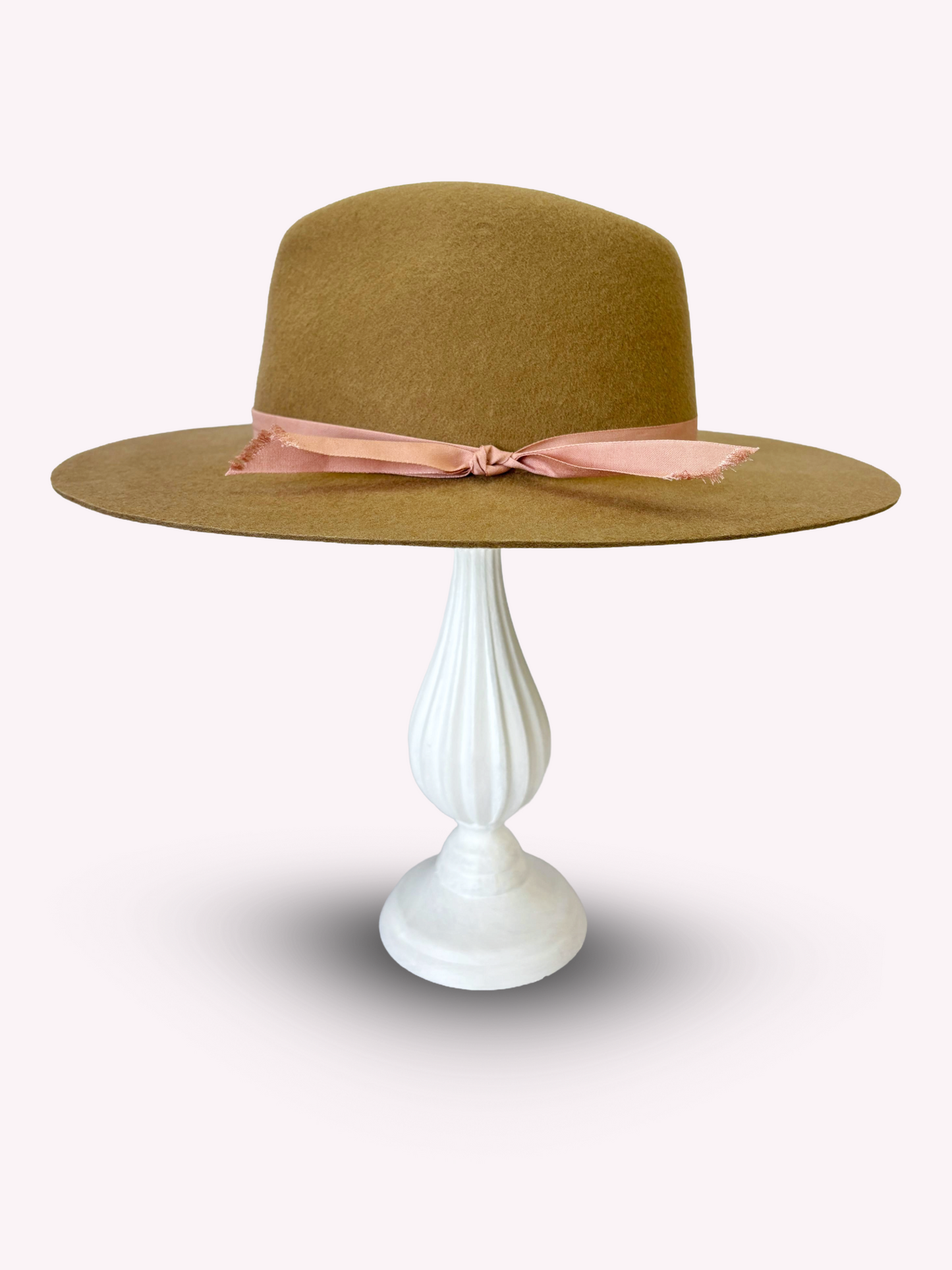 Satin Tie Long Brim Fedora