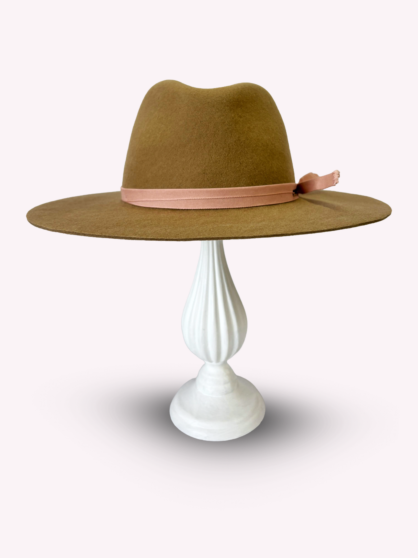 Satin Tie Long Brim Fedora