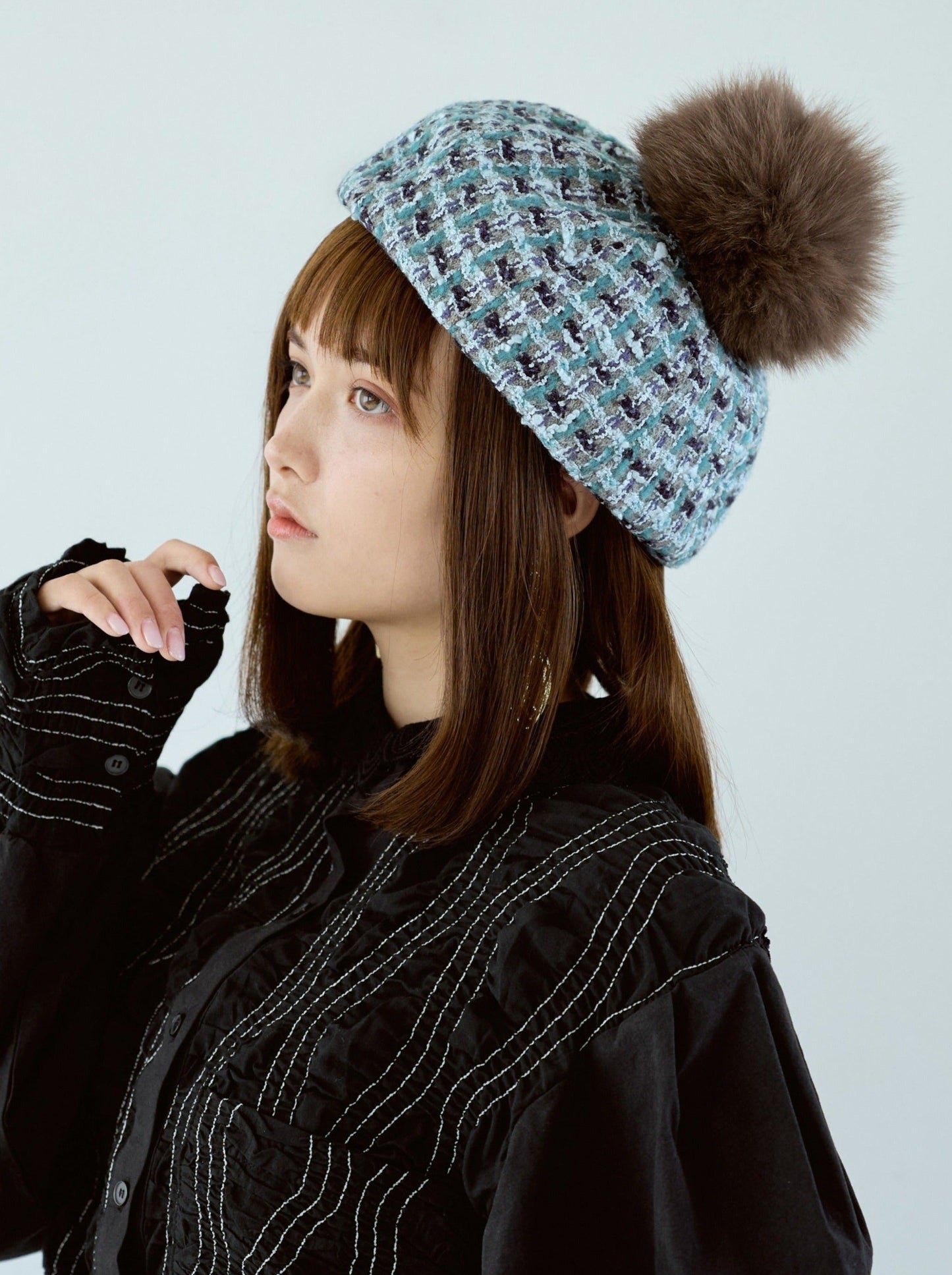 Pompom Tweed Beret