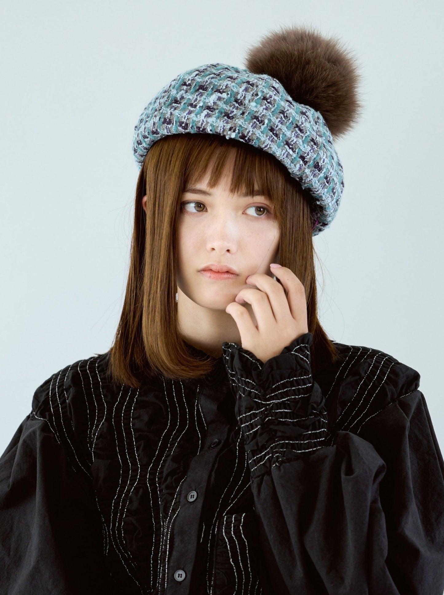 Pompom Tweed Beret