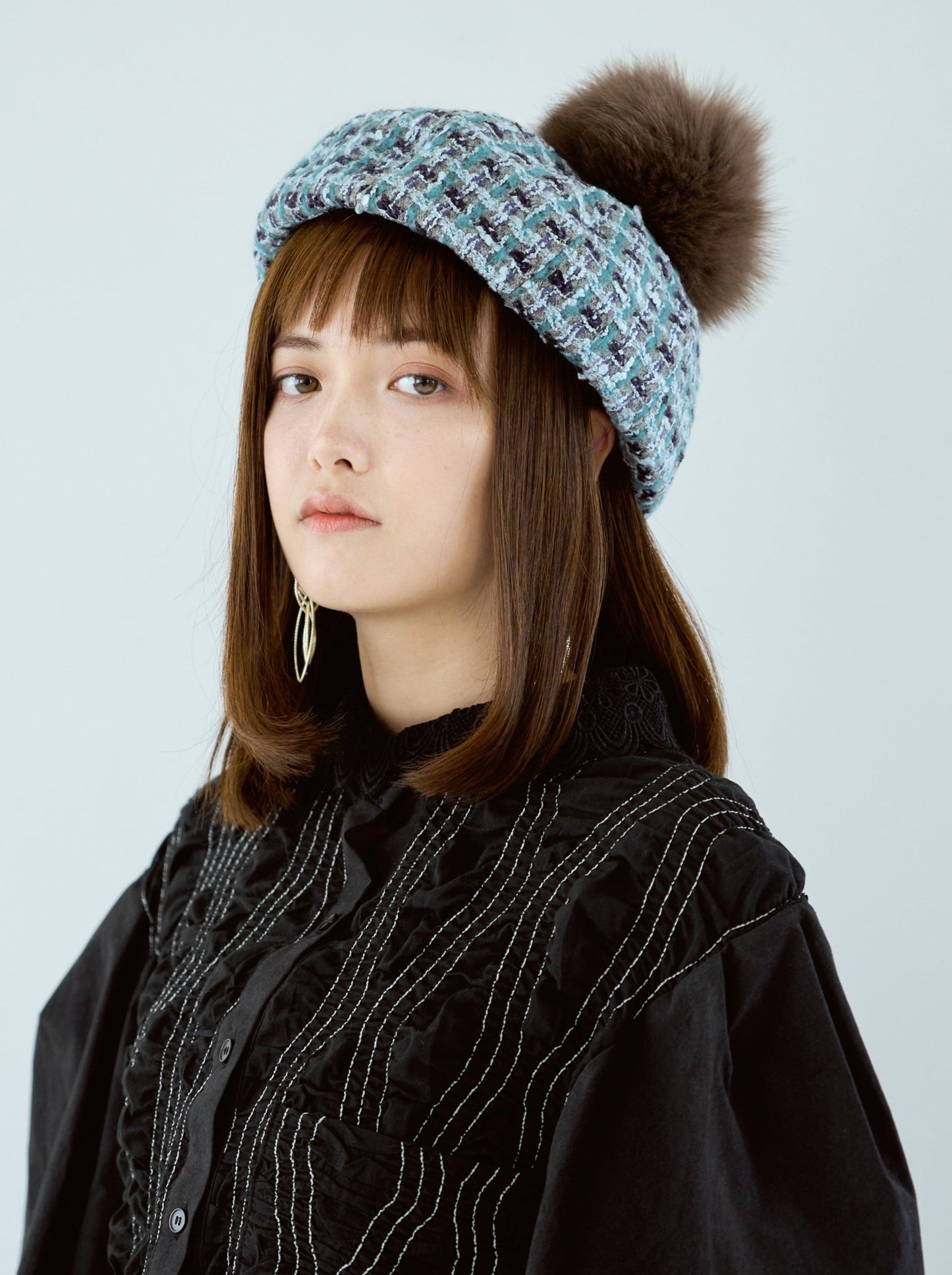 Pompom Tweed Beret