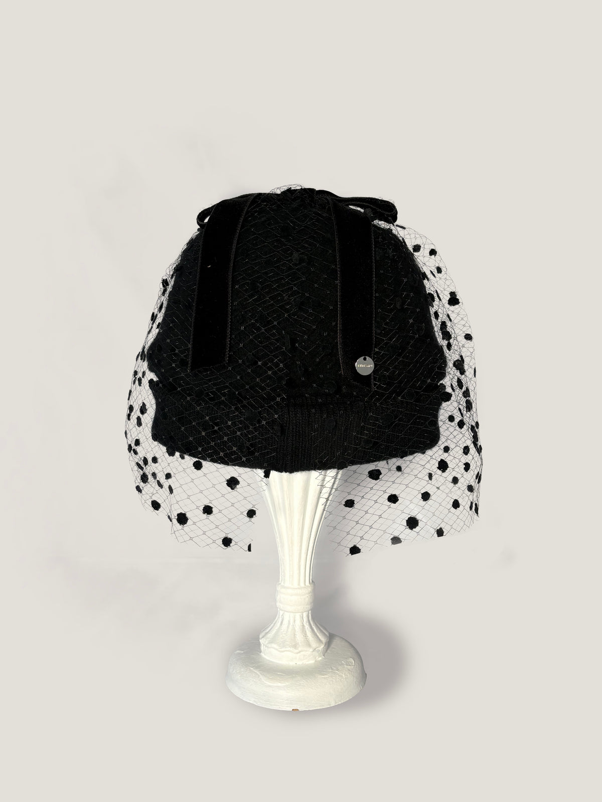 Dot Ribbon Knit 3｜ドットチュールとリボンのニット帽｜Blackカラー｜商品画像6
