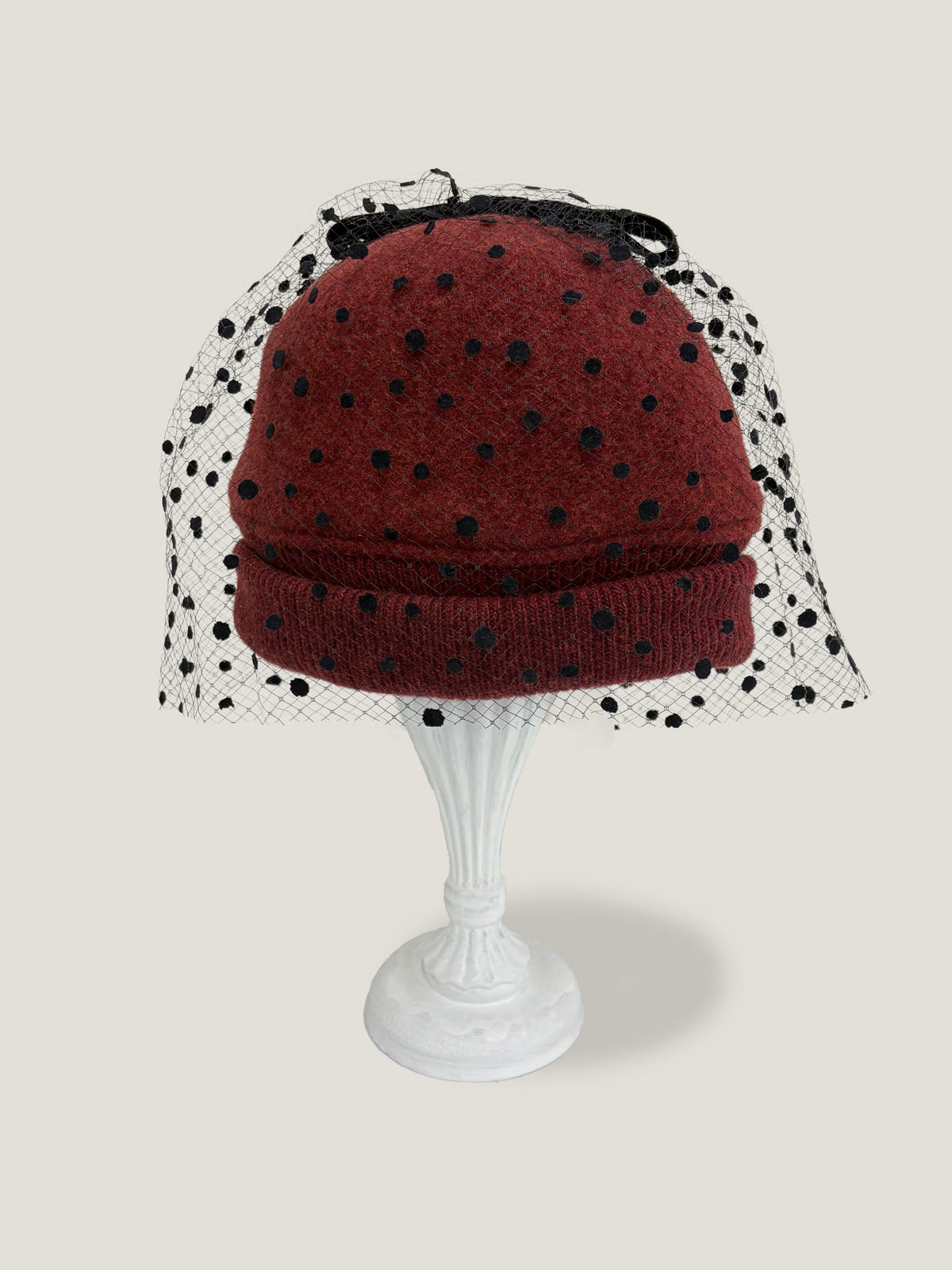 Dot Ribbon Knit 3｜ドットチュールとリボンのニット帽｜Redカラー｜商品画像10
