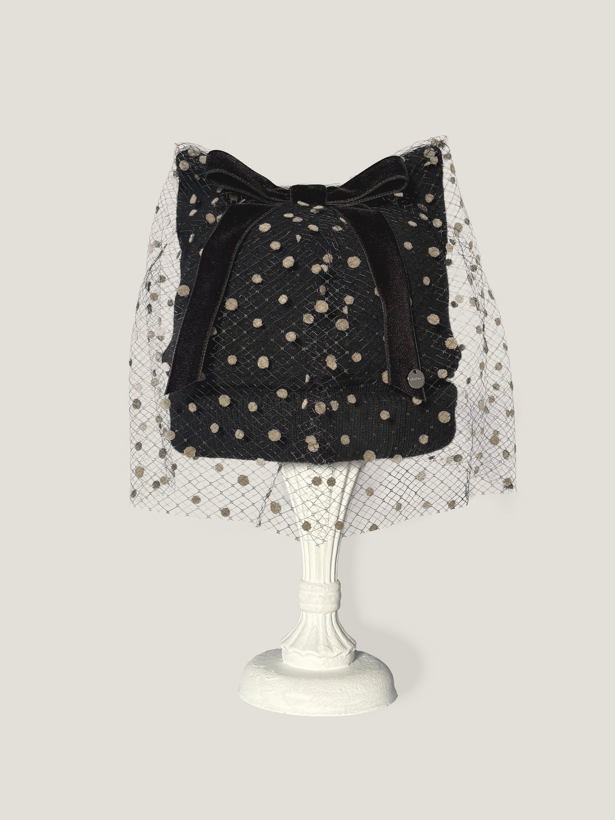 Dot Neco Knit 3｜猫耳デザインとドットチュールのニット帽｜Blackカラー｜商品画像5