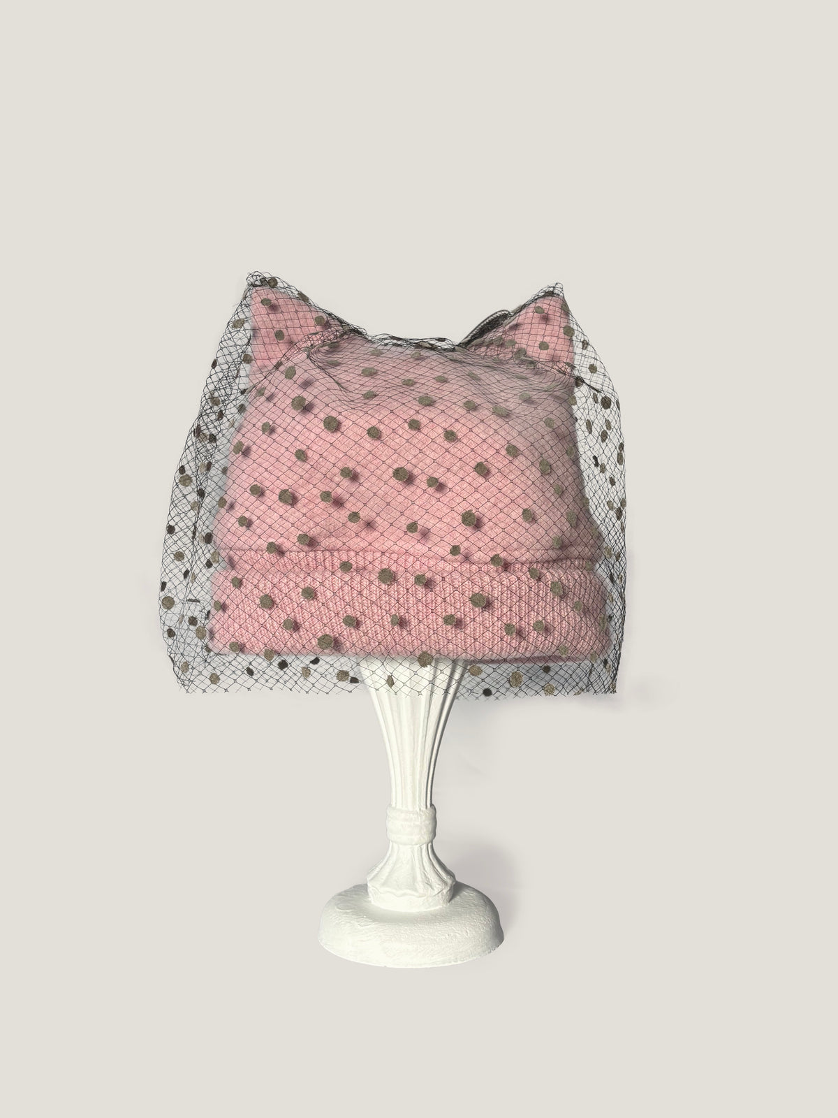 Dot Neco Knit 3｜猫耳デザインとドットチュールのニット帽｜Pinkカラー｜商品画像8