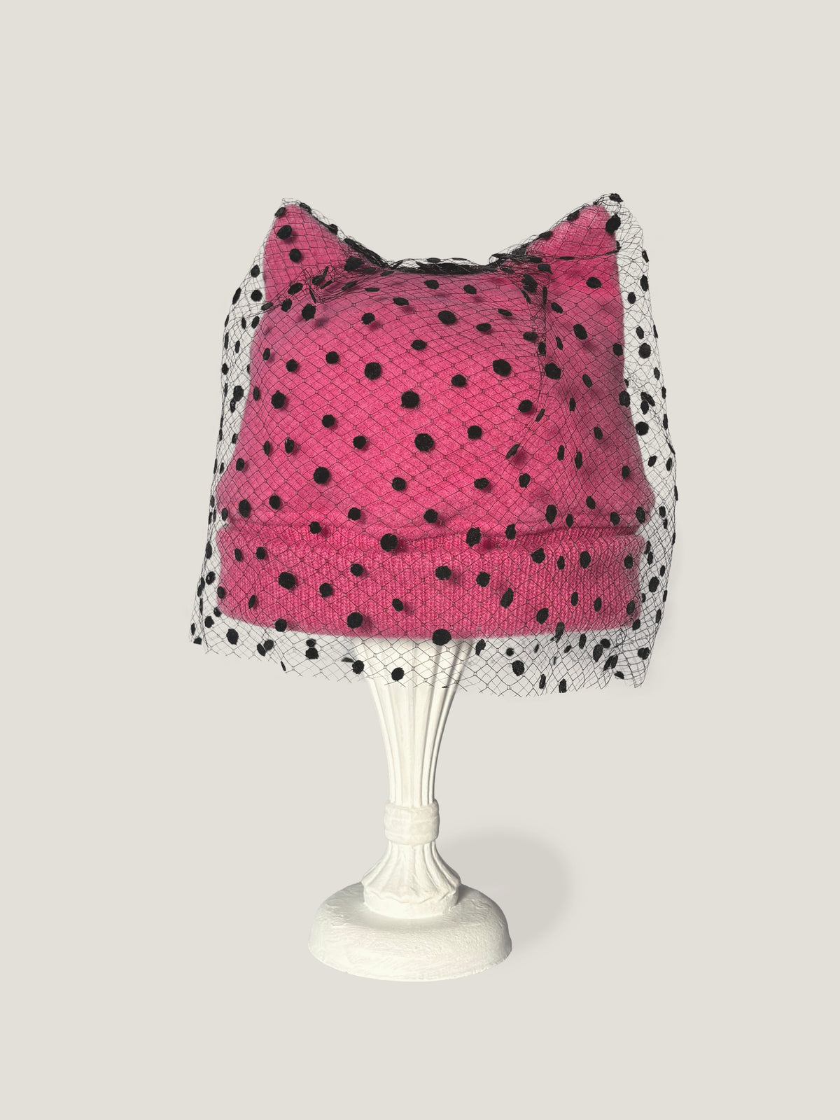 Dot Neco Knit 3｜猫耳デザインとドットチュールのニット帽｜Roseカラー｜商品画像11