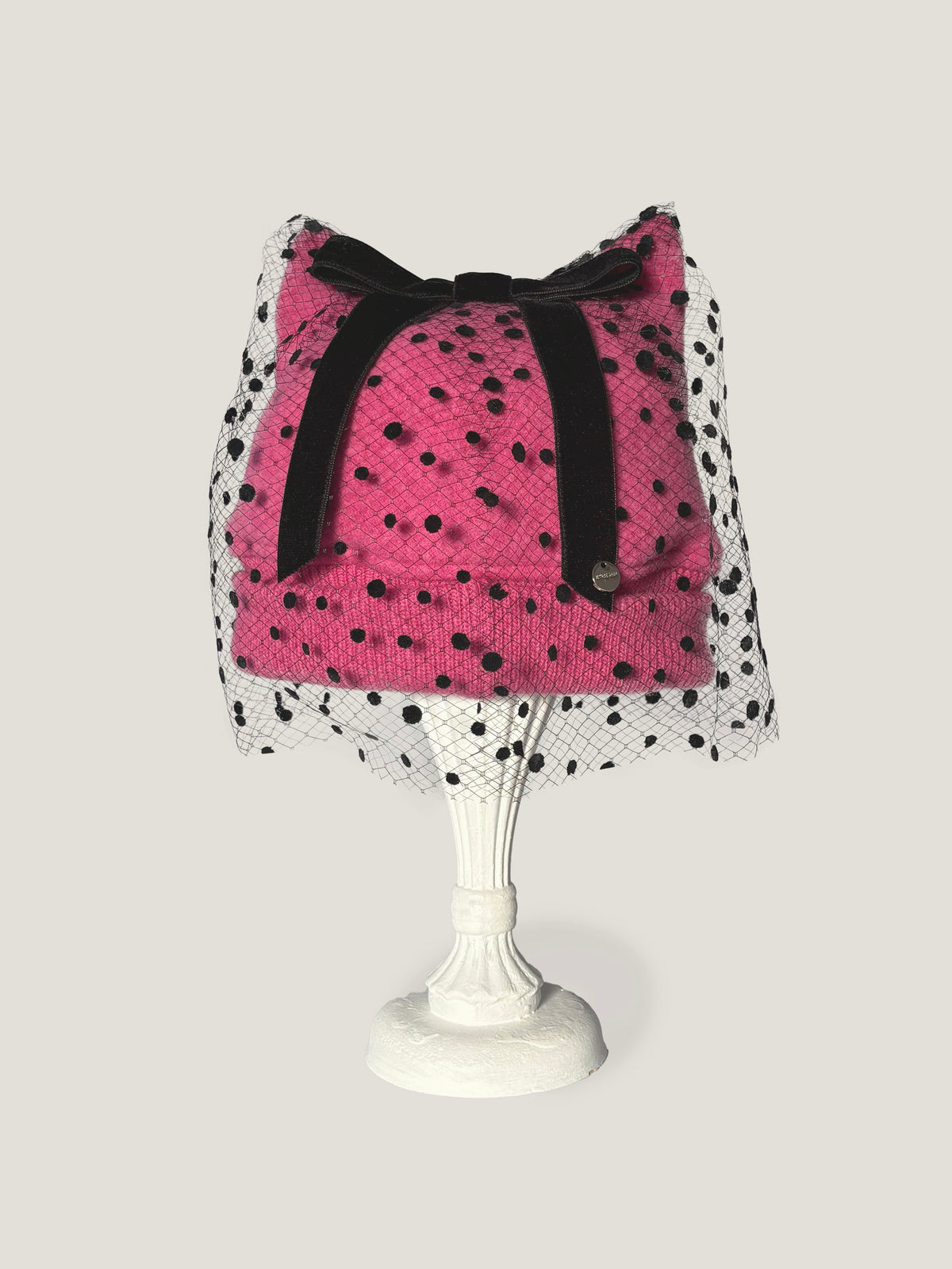 Dot Neco Knit 3｜猫耳デザインとドットチュールのニット帽｜Roseカラー｜商品画像12