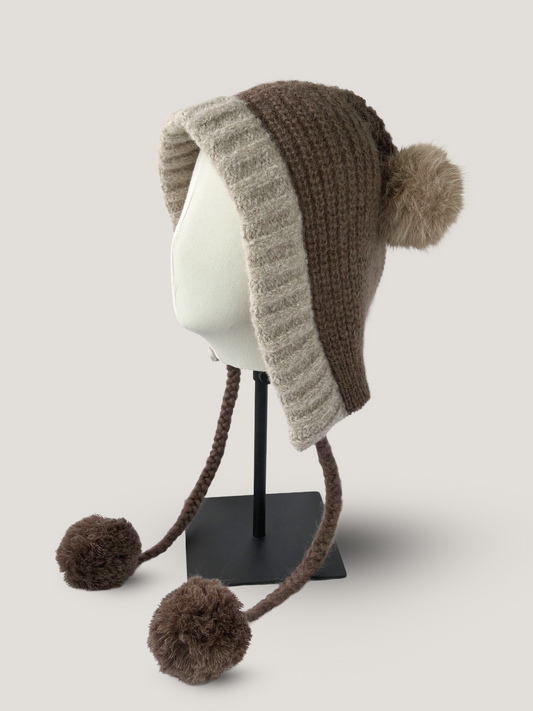 Snowball Pom Pom Knit Hood