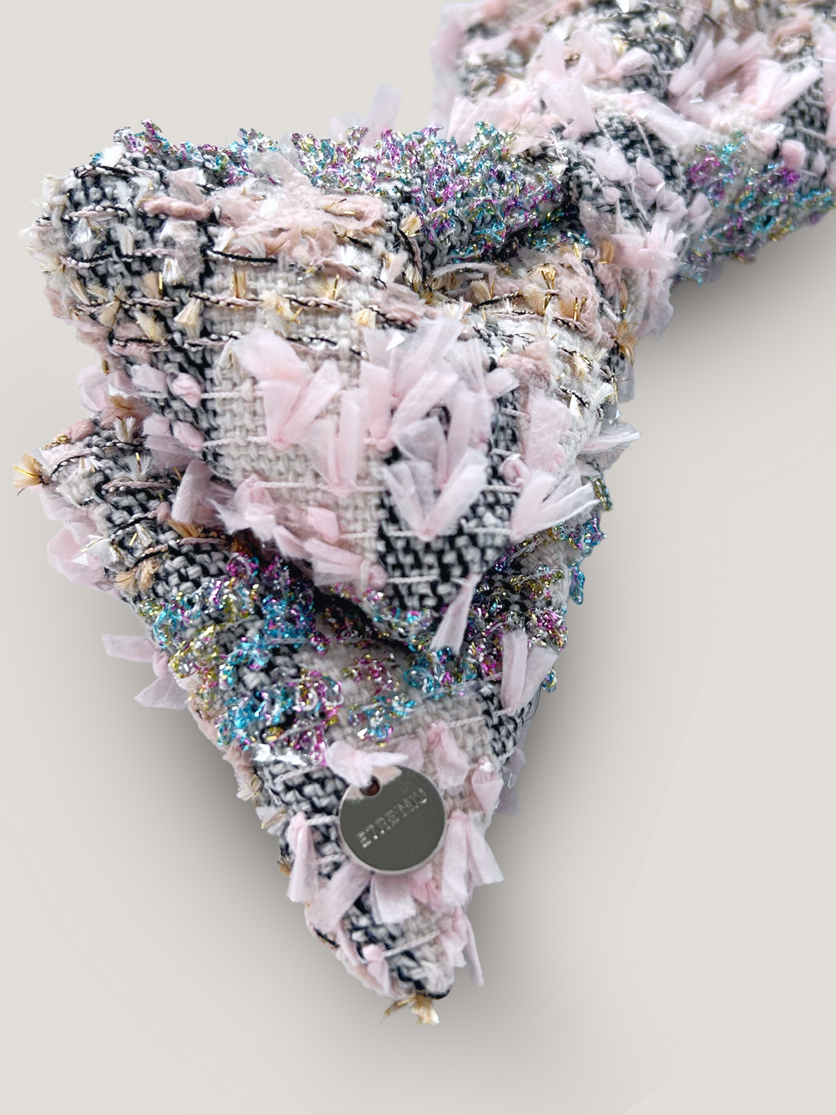 ETRE'MIU Champagne Tweed Barrette ピンクのツイードリボンバレッタ