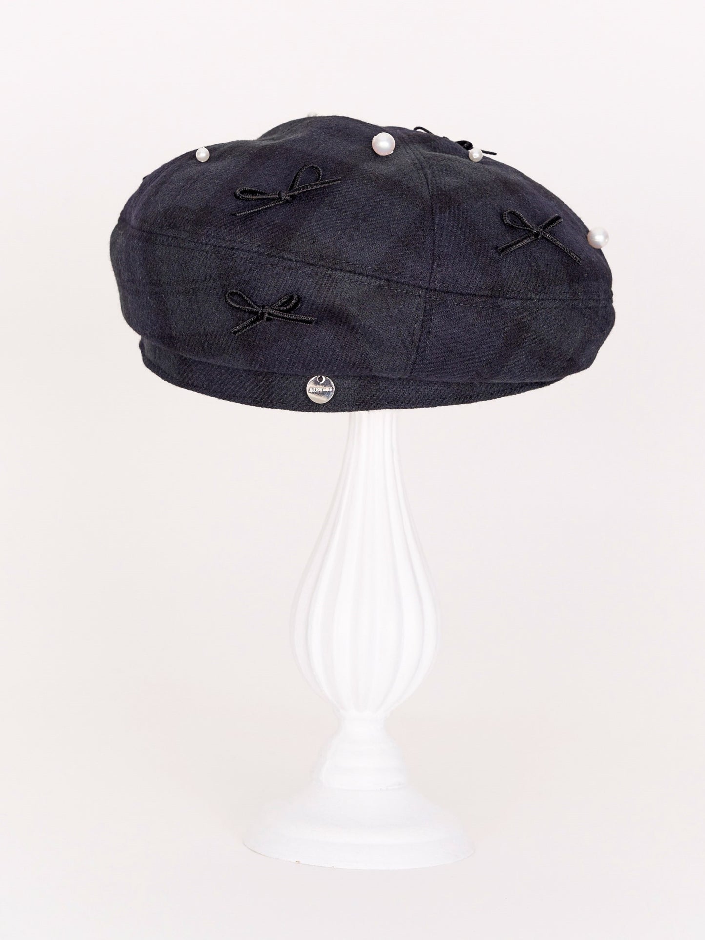 Pearl Ribbon Beret Check