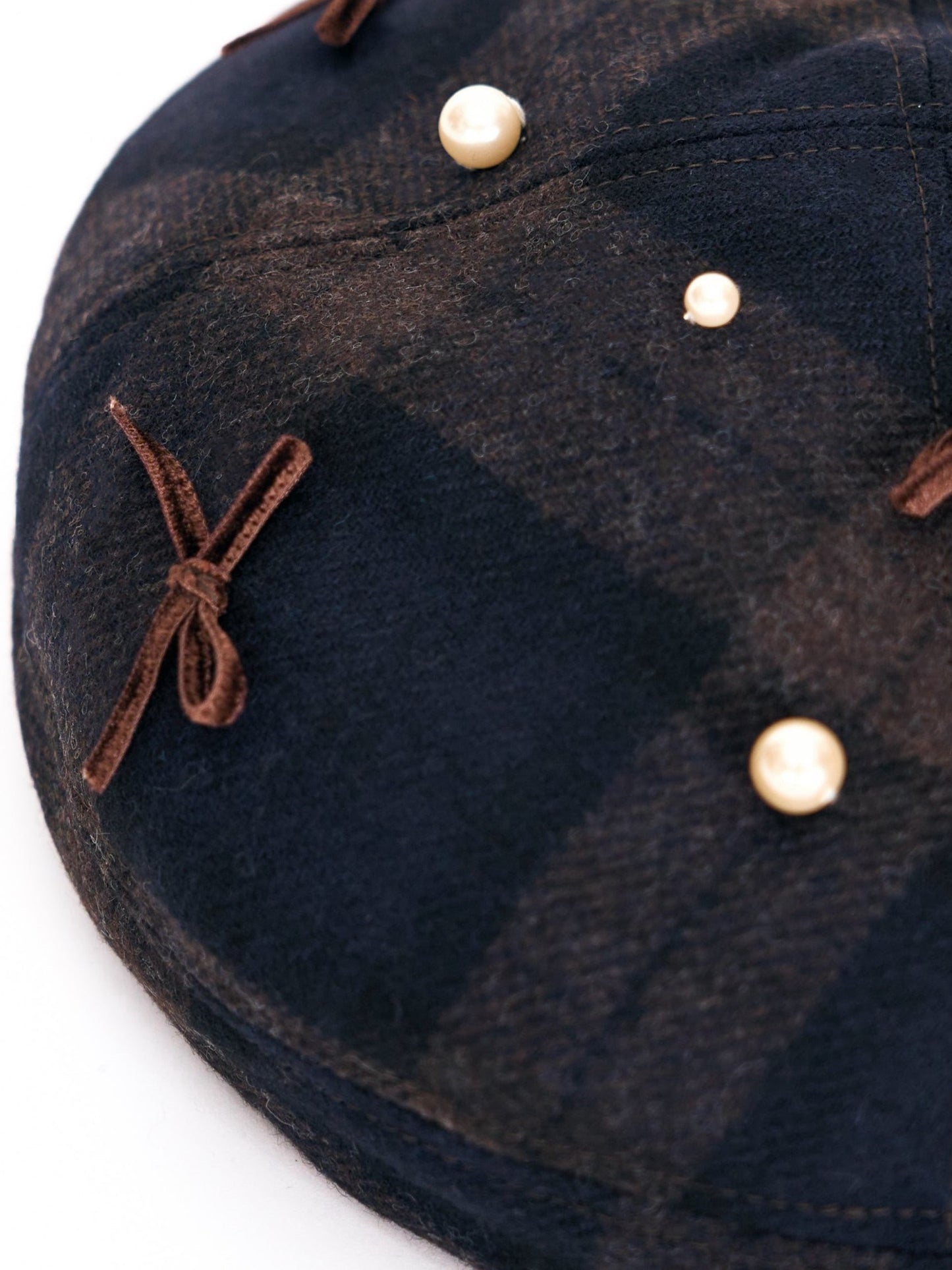 Pearl Ribbon Beret Check